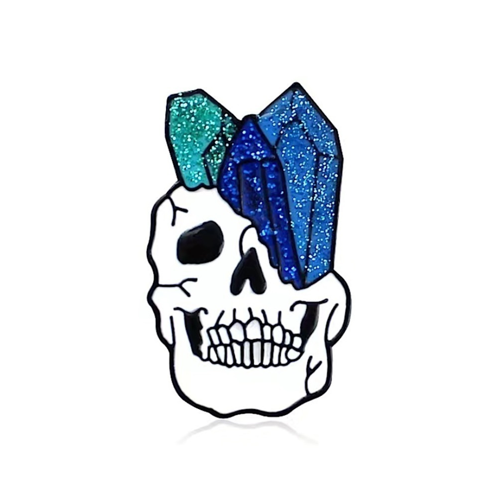 (3/$15) Skull With Crystals Enamel Pin